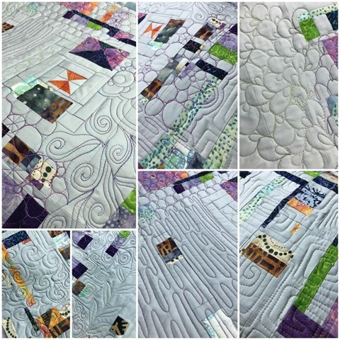Improv Island Log Cabin Quilt by Kim Lapacek quilting close up